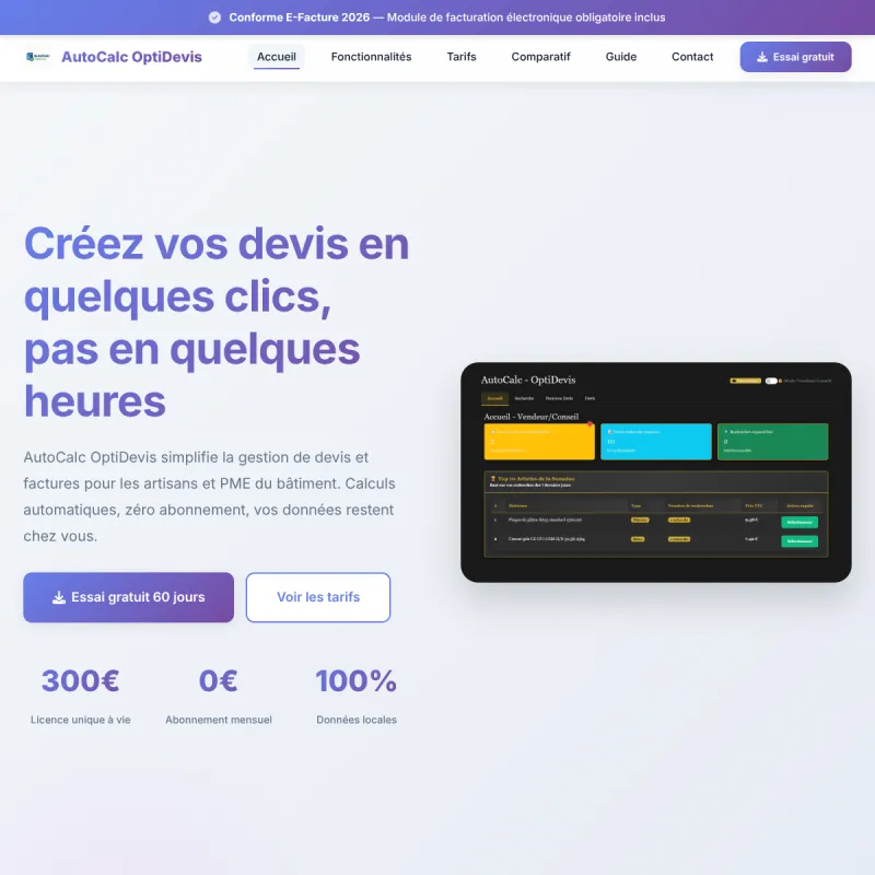 AutoCalc OptiDevis - Application BTP professionnelle