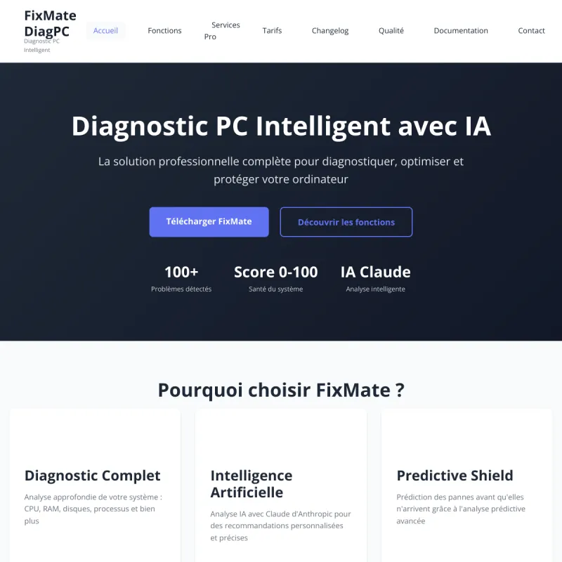 FixMate - Application diagnostic PC avec AR 3D